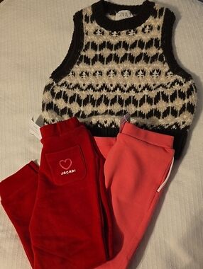 💥Set of 3: 2 Jacadi Paris Pants + Zara Knit Vest